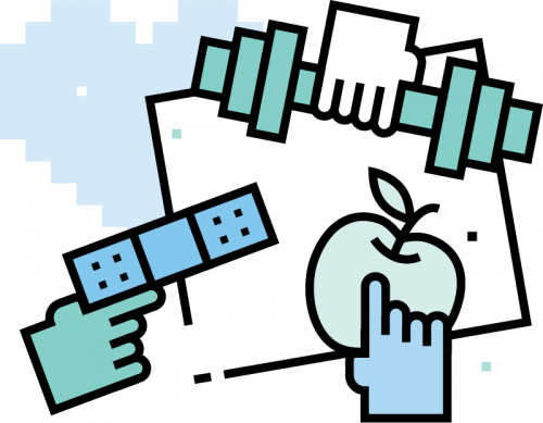 drawing of puzzle dumbell apple illustration for career page